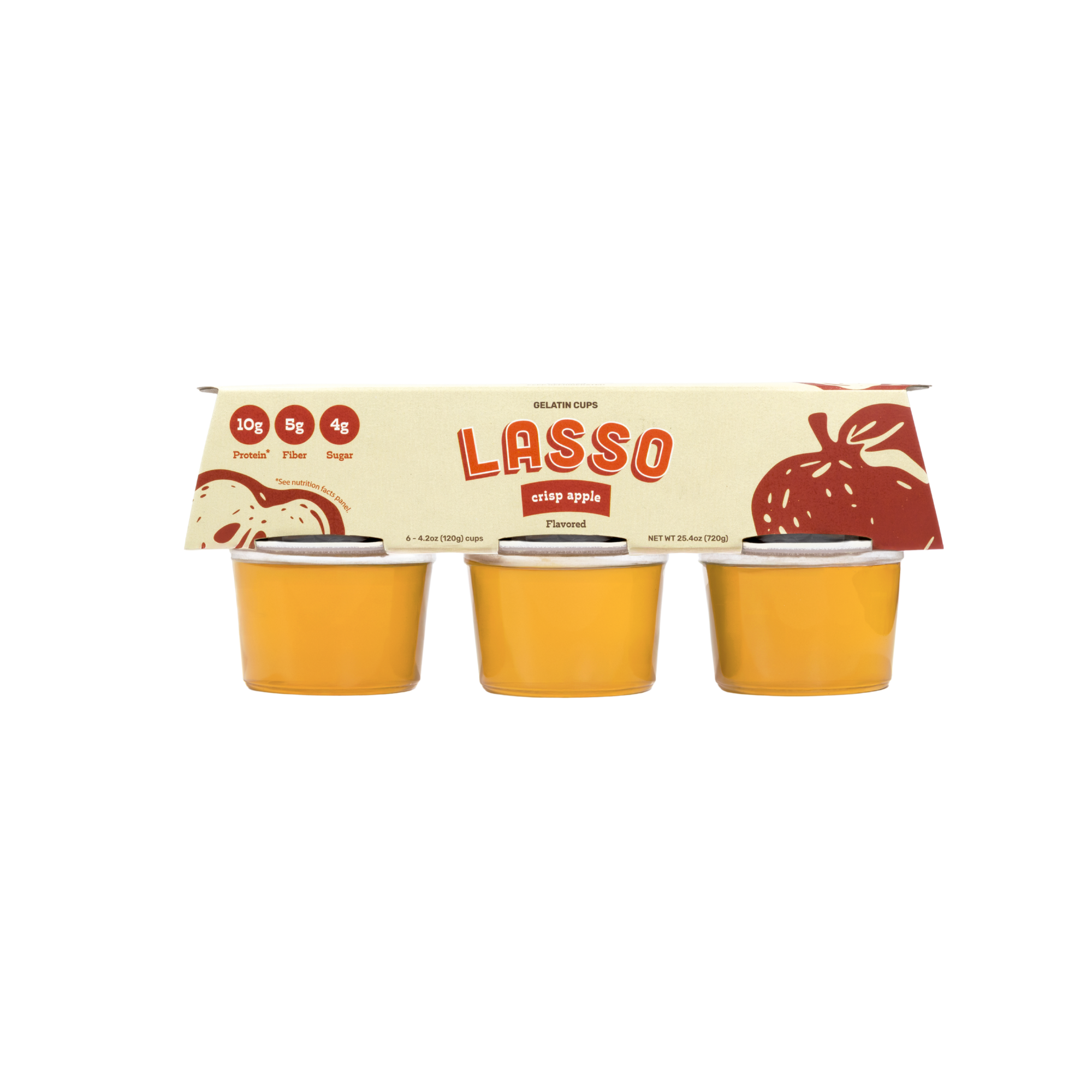 1 pack of Lasso brand crisp apple gelatin packs on a white background