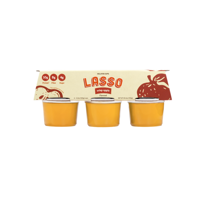 1 pack of Lasso brand crisp apple gelatin packs on a white background