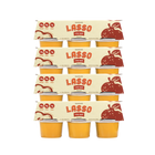 4 packages of Lasso brand crisp apple gelatin packs on a white background