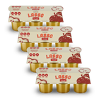 4 packages of Lasso brand crisp apple gelatin packs on a white background