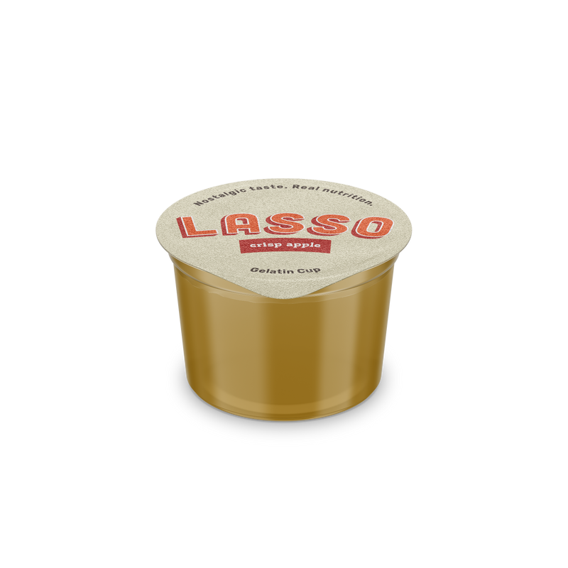 Lasso crisp apple gelatin cup on a white background