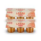 2 packages of Lasso brand orange cream gelatin packs on a white background