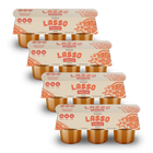 4 packages of Lasso brand orange cream gelatin packs on a white background