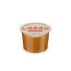 Lasso orange cream gelatin cup on a white background
