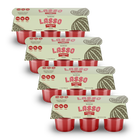 4 packages of Lasso brand watermelon lime gelatin packs on a white background