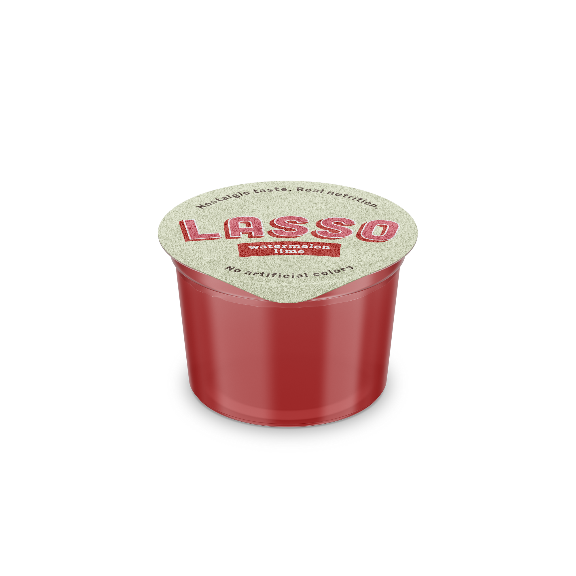 Lasso brand watermelon lime gelatin cup on a white background