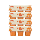 4 packages of Lasso brand orange cream gelatin packs on a white background