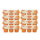 8 packages of Lasso brand orange cream gelatin packs on a white background