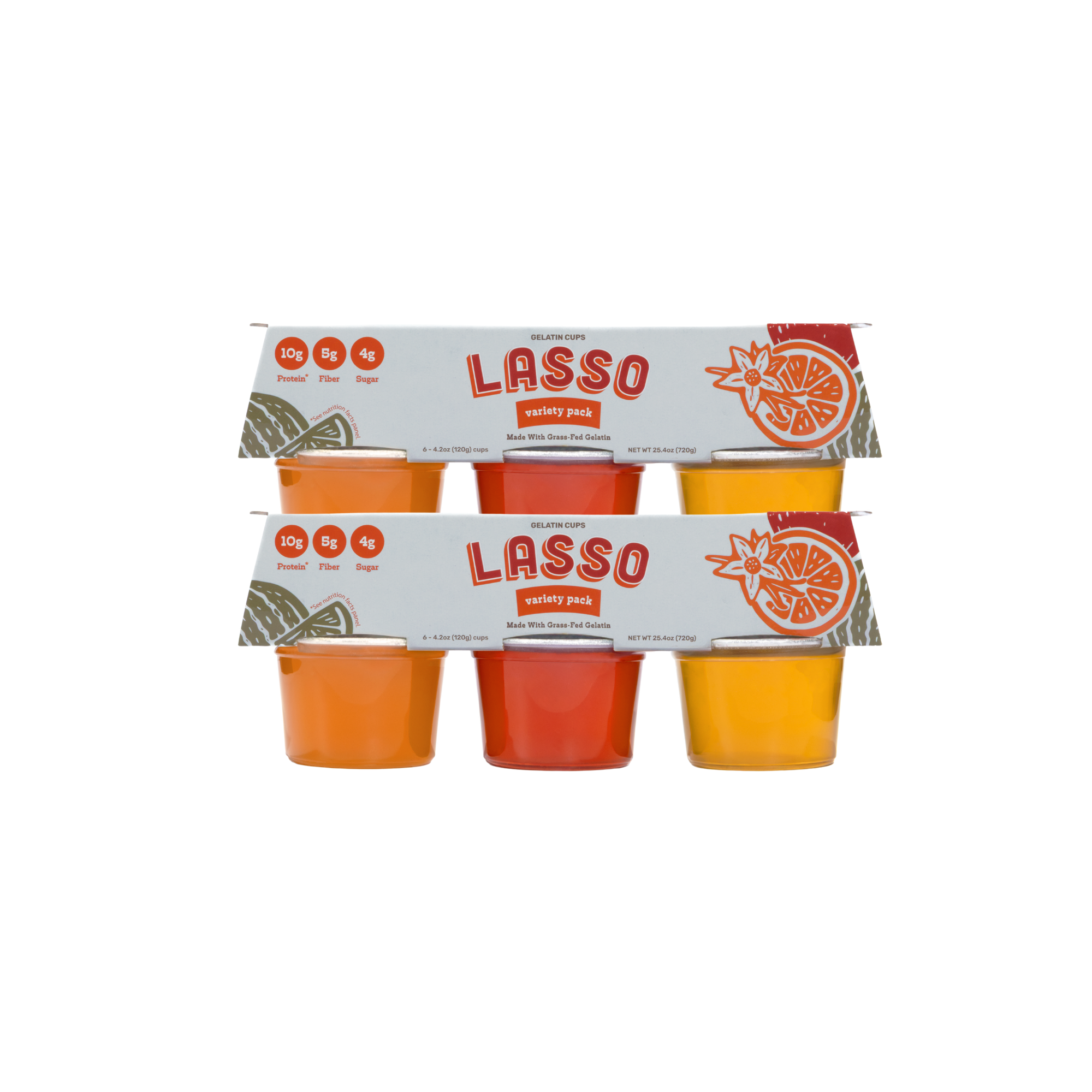 2 pack of Lasso brand variety gelatin packs on a white background